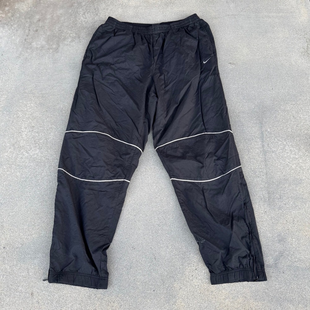 Nike Vintage Black Windbreaker Track Pants Mens XXL Mesh Lined Zipper Cuffs